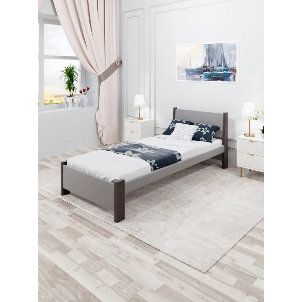 Фото 2 Кровать Solarius Мишка орто основание mkr-obiv-rs15-ven80-190-orto 90 x 80 x 200 см дерево цвет светло-серый/венге Фото 2 Кровать Solarius Мишка орто основание mkr-obiv-rs15-ven80-190-orto 90 x 80 x 200 см дерево цвет светло-серый/венге
