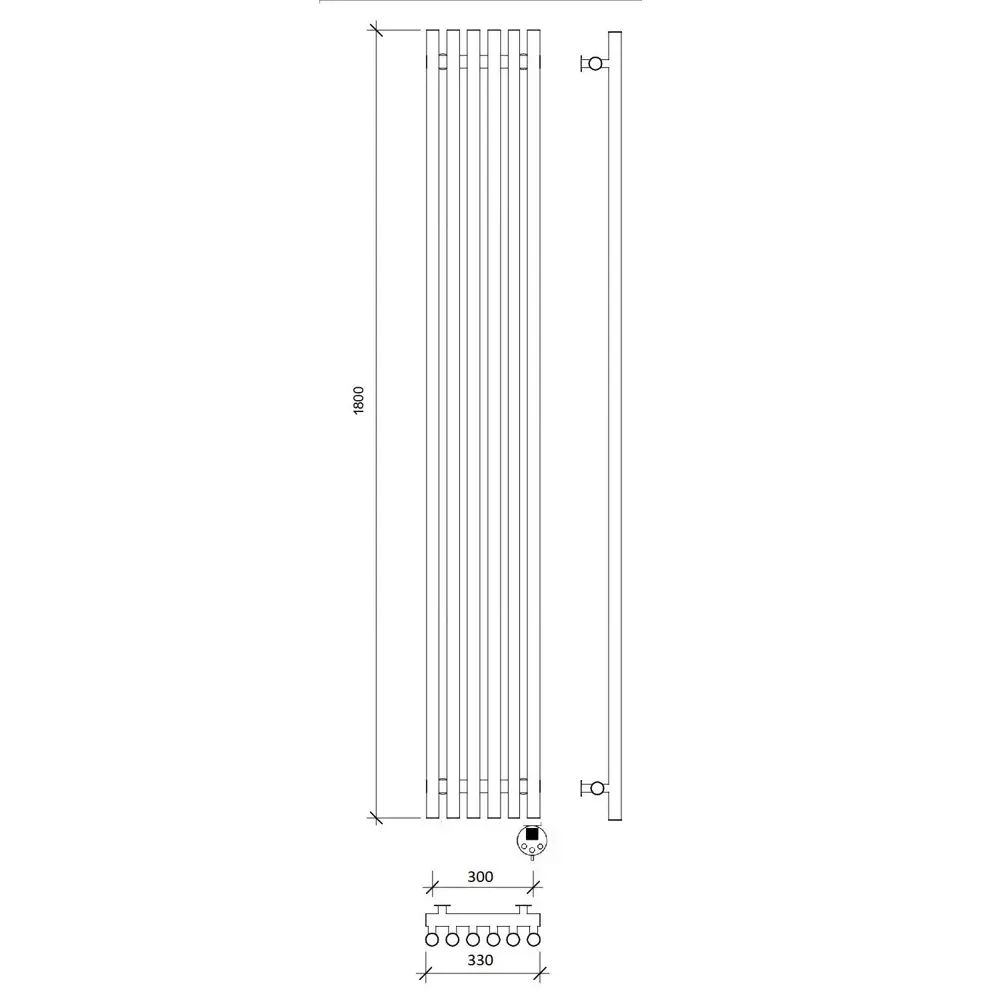 Фото 4 Полотенцесушитель электрический Secado Бергамо плюс 6 правый 330x1800 мм 600 Вт с терморегулятором I-образный цвет черный матовый Фото 4 Полотенцесушитель электрический Secado Бергамо плюс 6 правый 330x1800 мм 600 Вт с терморегулятором I-образный цвет черный матовый