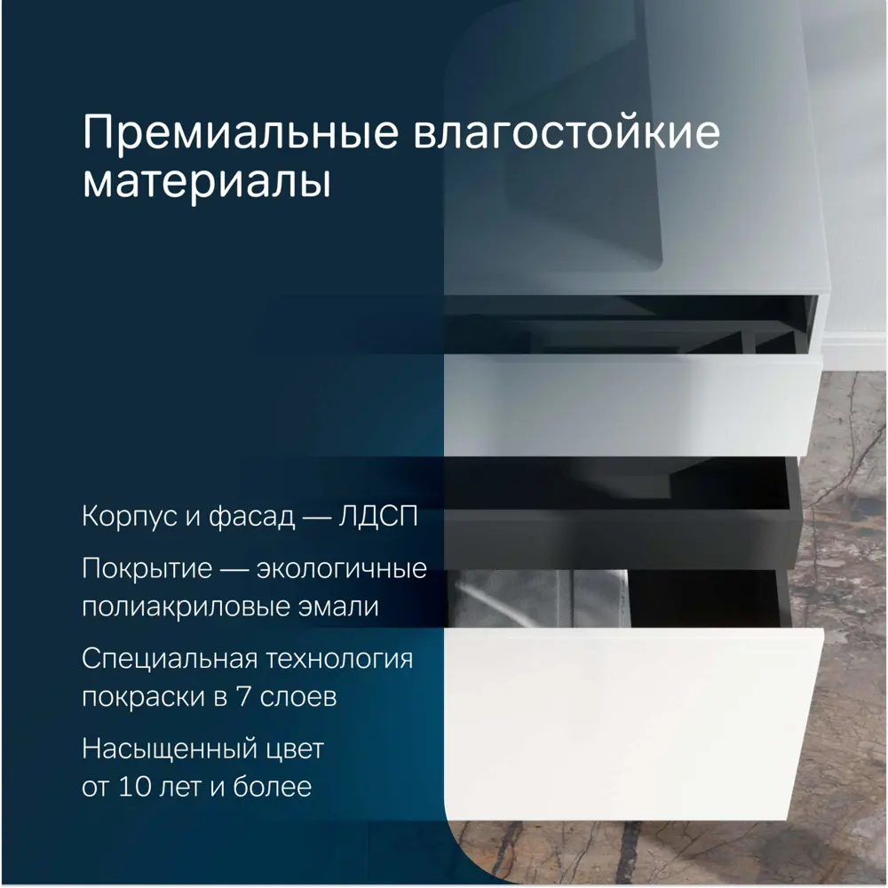 Фото 4 Тумба под раковину Am.pm INSPIRE V2.0 M50AFHX1003WM подвесная 100 см 3 ящика белый матовый Фото 4 Тумба под раковину Am.pm INSPIRE V2.0 M50AFHX1003WM подвесная 100 см 3 ящика белый матовый