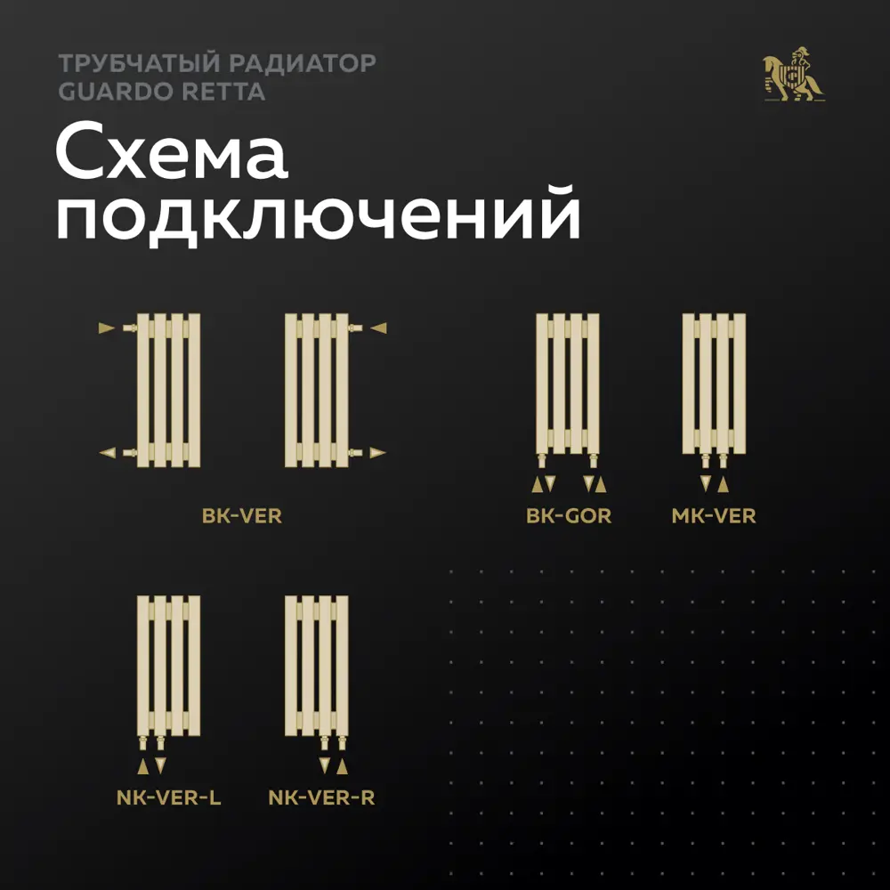 Фото 6 Радиатор трубчатый Guardo Retta 400 10 секций 480x500 мм. нижнее подключение сталь цвет белый Фото 6 Радиатор трубчатый Guardo Retta 400 10 секций 480x500 мм. нижнее подключение сталь цвет белый
