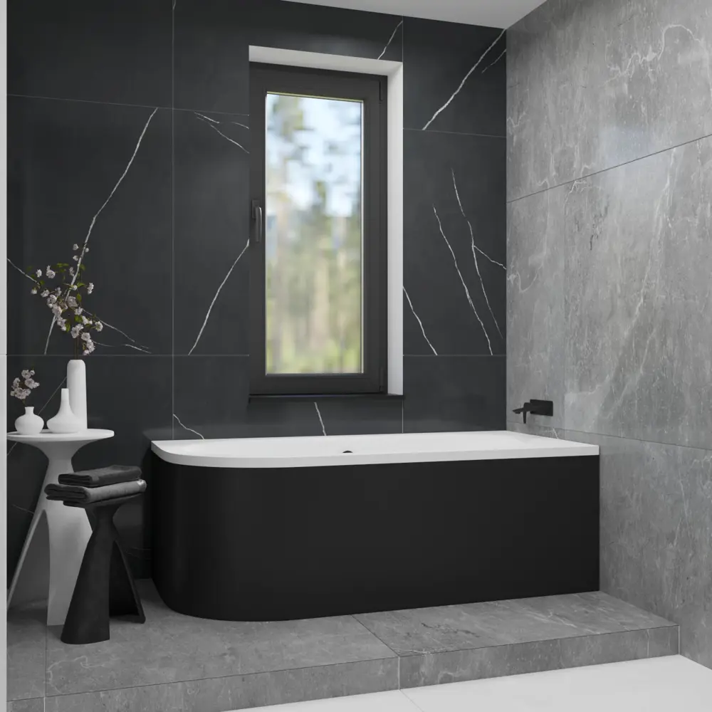 Фото 2 Ванна акриловая Helmken Marbella Lux 308612NT50 180x80 комплект 3 в 1: правосторонняя ванна, каркас, лицевой экран цвет черный Фото 2 Ванна акриловая Helmken Marbella Lux 308612NT50 180x80 комплект 3 в 1: правосторонняя ванна, каркас, лицевой экран цвет черный