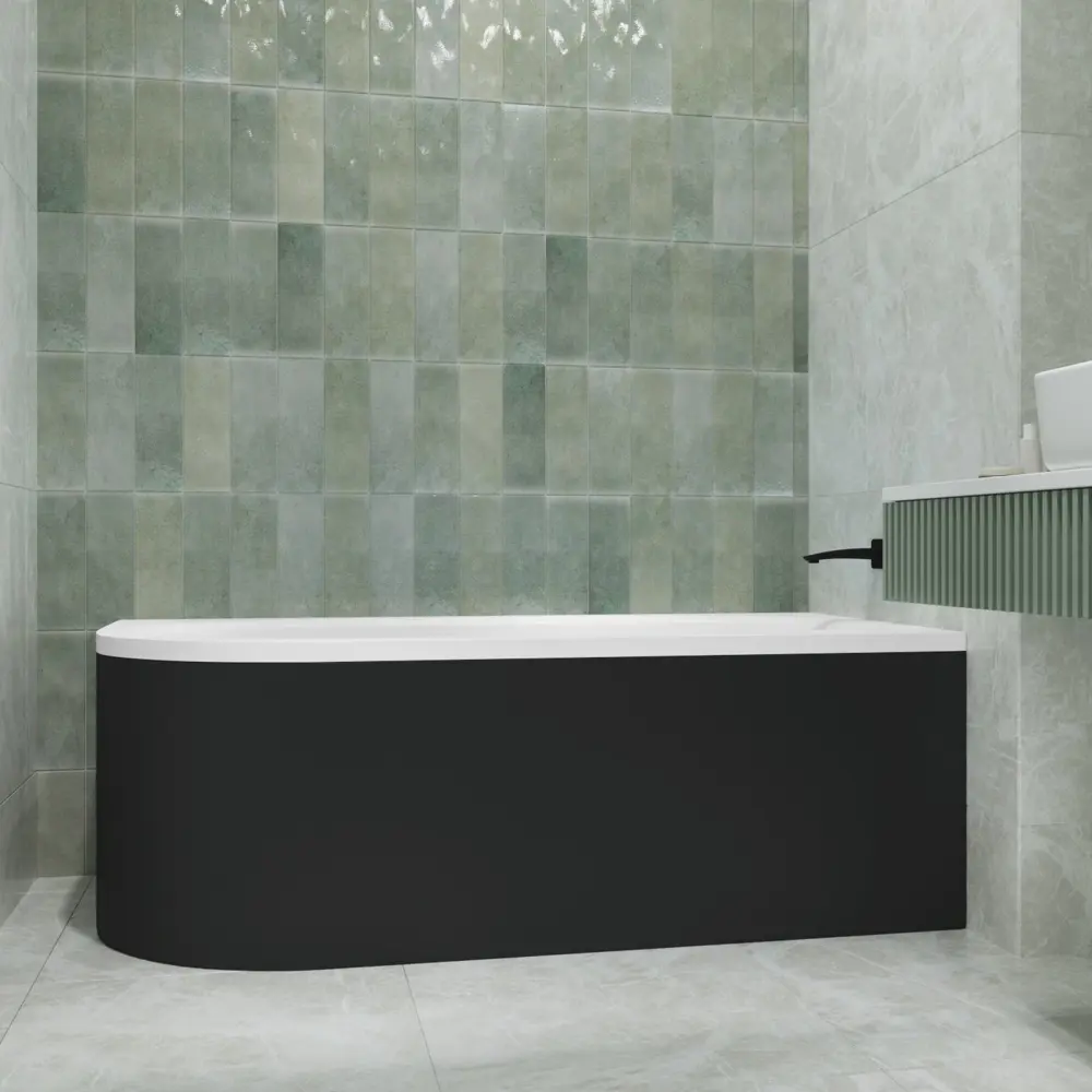 Фото 9 Ванна акриловая Helmken Marbella Lux 7R2496284Y 180x80 комплект 3 в 1: правосторонняя ванна, ножки, лицевой экран цвет черный