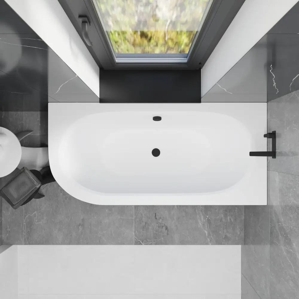 Фото 4 Ванна акриловая Helmken Marbella Lux 7R2496284Y 180x80 комплект 3 в 1: правосторонняя ванна, ножки, лицевой экран цвет черный