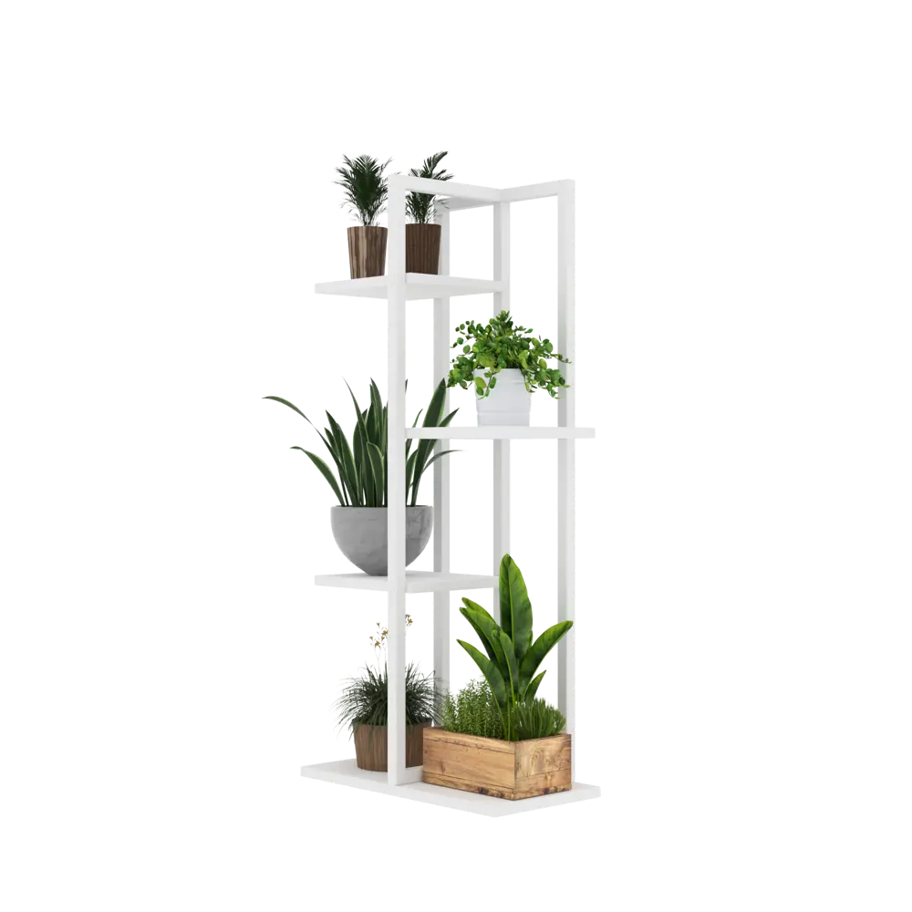 Фото Подставка для цветов Make Mebel Этажи-4 24x44x93 см металл белый Фото Подставка для цветов Make Mebel Этажи-4 24x44x93 см металл белый