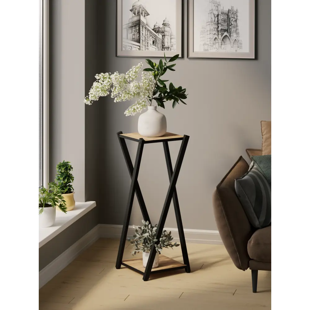 Фото Подставка напольная для цветов Make Mebel Твист-2 33.5x33.5x82 см металл коричневый/черный Фото Подставка напольная для цветов Make Mebel Твист-2 33.5x33.5x82 см металл коричневый/черный