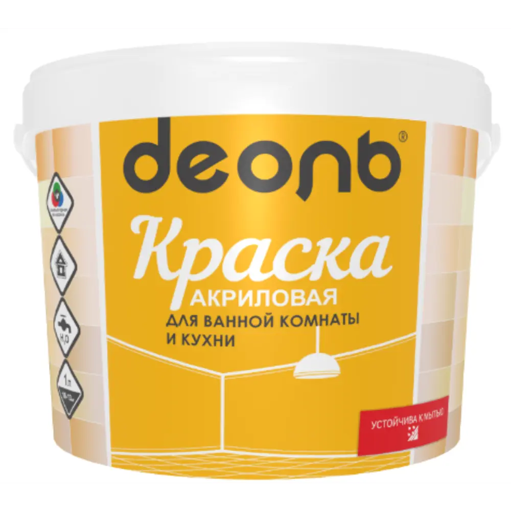 Фото Краска для ванной комнаты и кухни моющаяся Деоль матовая белоснежная 9 л Фото Краска для ванной комнаты и кухни моющаяся Деоль матовая белоснежная 9 л