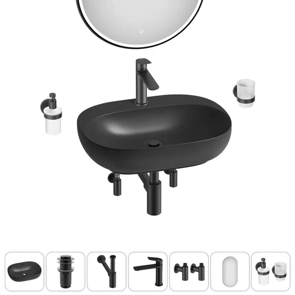 Фото 4 Раковина Wellsee pro line 20218401R 53см цвет раковина 7 в 1: д/к, сифон, смеситель, вентили, зеркало, аксессуары Фото 4 Раковина Wellsee pro line 20218401R 53см цвет раковина 7 в 1: д/к, сифон, смеситель, вентили, зеркало, аксессуары