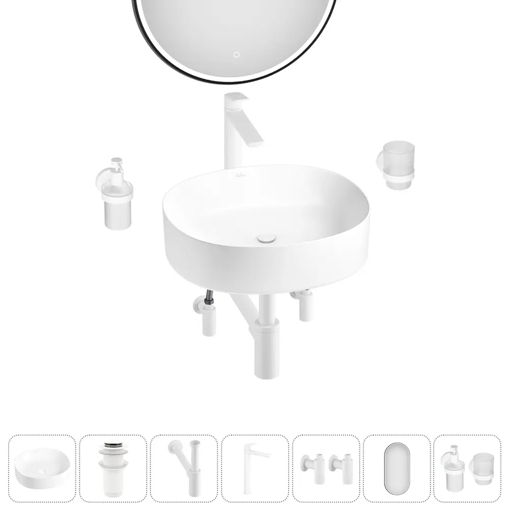 Фото 3 Раковина накладная для ванной Wellsee Belle Spa 2.0 20218426R в комплекте для ванной комнаты квадрат 45x42 см цвет белый Фото 3 Раковина накладная для ванной Wellsee Belle Spa 2.0 20218426R в комплекте для ванной комнаты квадрат 45x42 см цвет белый