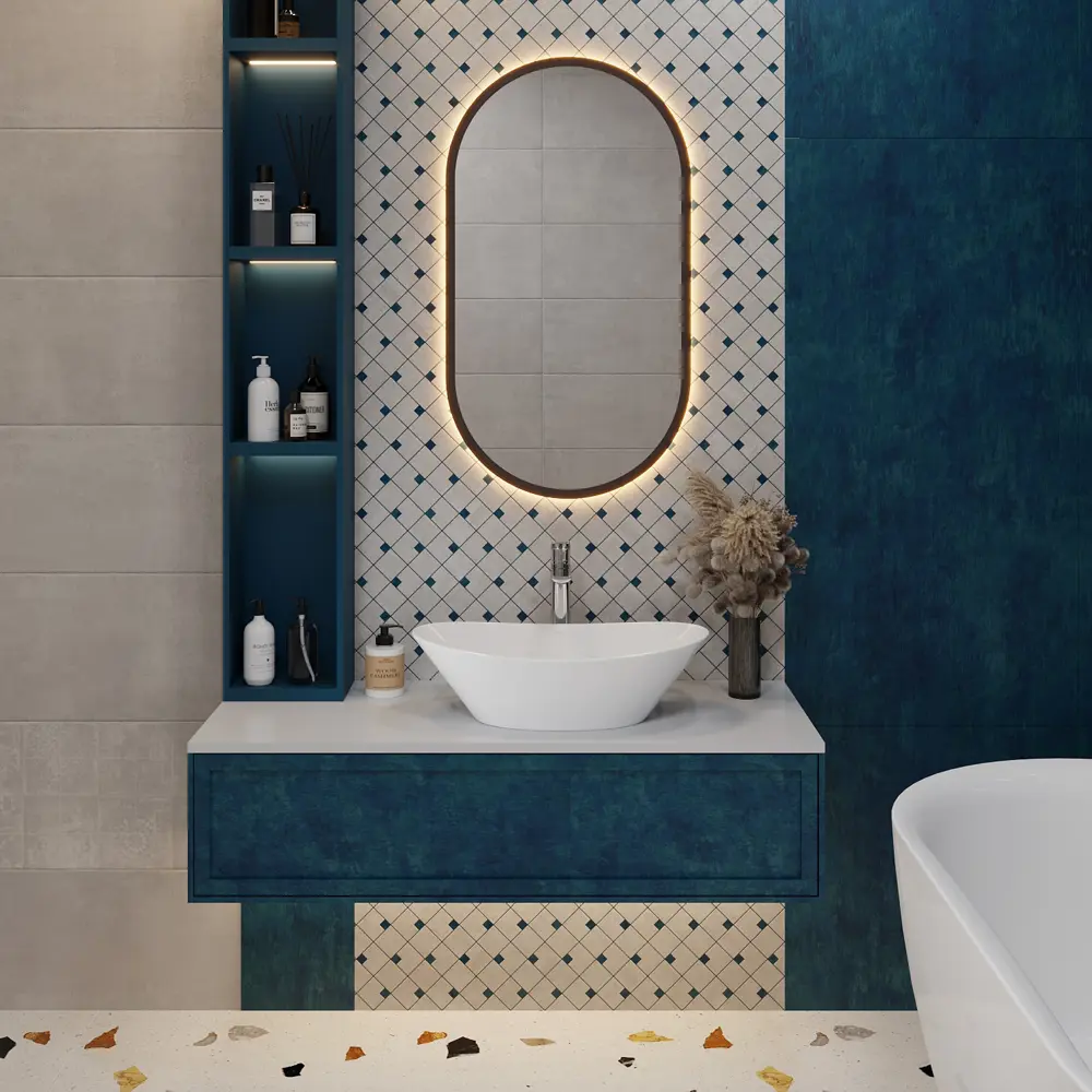 Фото 8 Раковина накладная для ванной Wellsee Dulcet Tones 20218574R в комплекте для ванной комнаты овал 46x28 см цвет белый Фото 8 Раковина накладная для ванной Wellsee Dulcet Tones 20218574R в комплекте для ванной комнаты овал 46x28 см цвет белый