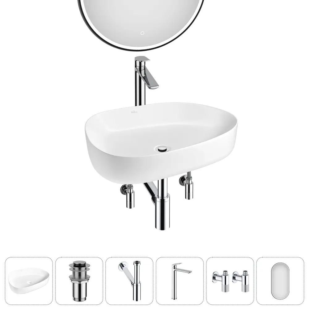 Фото 3 Раковина Wellsee belle spa 3.0 20218517R 55см цвет раковина 6 в 1: д/к, сифон, смеситель, вентили, зеркало Фото 3 Раковина Wellsee belle spa 3.0 20218517R 55см цвет раковина 6 в 1: д/к, сифон, смеситель, вентили, зеркало