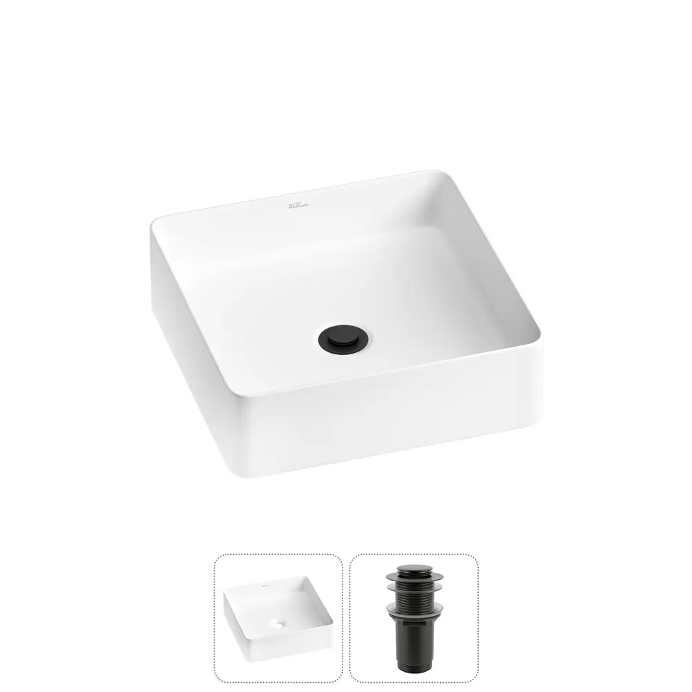 Фото 5 Раковина накладная для ванной Wellsee FreeDom 2.0 20214376R с донным клапаном квадрат 30x30 см цвет белый Фото 5 Раковина накладная для ванной Wellsee FreeDom 2.0 20214376R с донным клапаном квадрат 30x30 см цвет белый