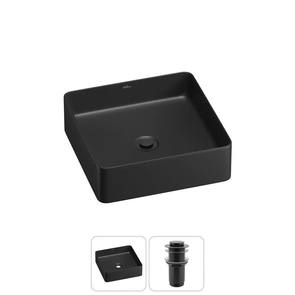 Фото 7 Раковина накладная для ванной Wellsee FreeDom 2.0 20214408R с донным клапаном квадрат 30x30 см цвет черный Фото 7 Раковина накладная для ванной Wellsee FreeDom 2.0 20214408R с донным клапаном квадрат 30x30 см цвет черный