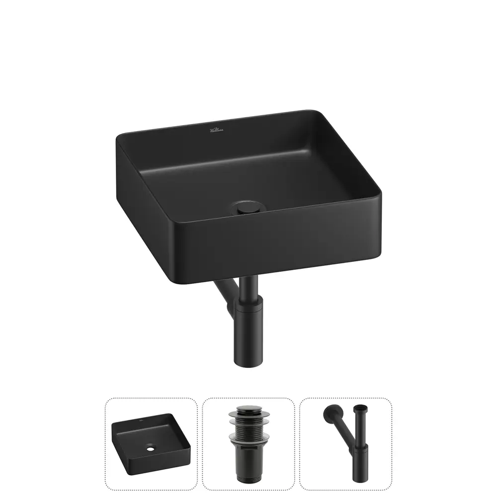 Фото 11 Раковина накладная для ванной Wellsee FreeDom 2.0 20214411R с донным клапаном и сифоном квадрат 30x30 см цвет черный Фото 11 Раковина накладная для ванной Wellsee FreeDom 2.0 20214411R с донным клапаном и сифоном квадрат 30x30 см цвет черный