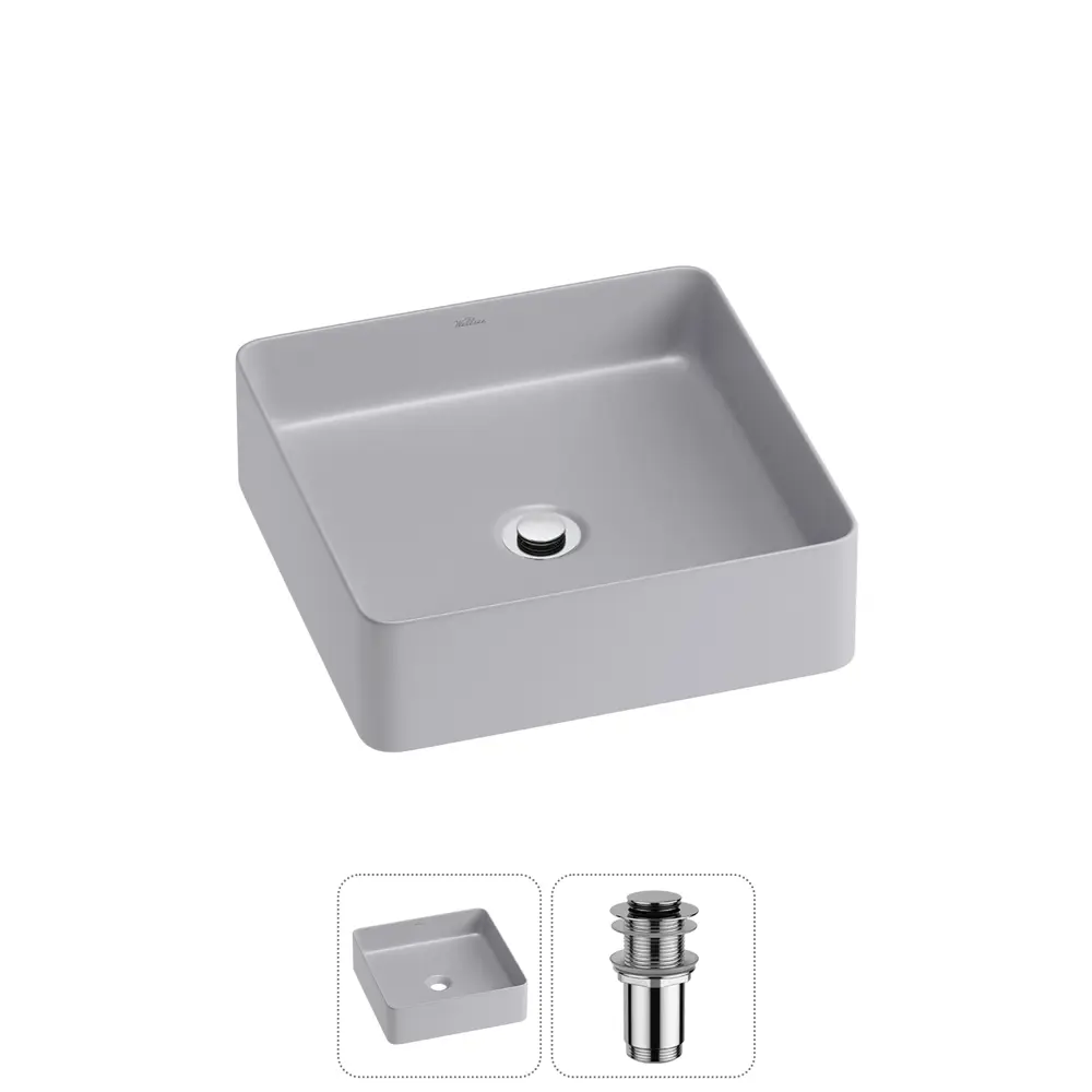 Фото 6 Раковина накладная для ванной Wellsee FreeDom 2.0 20214431R с донным клапаном квадрат 30x30 см цвет Серый/серебристый Фото 6 Раковина накладная для ванной Wellsee FreeDom 2.0 20214431R с донным клапаном квадрат 30x30 см цвет Серый/серебристый