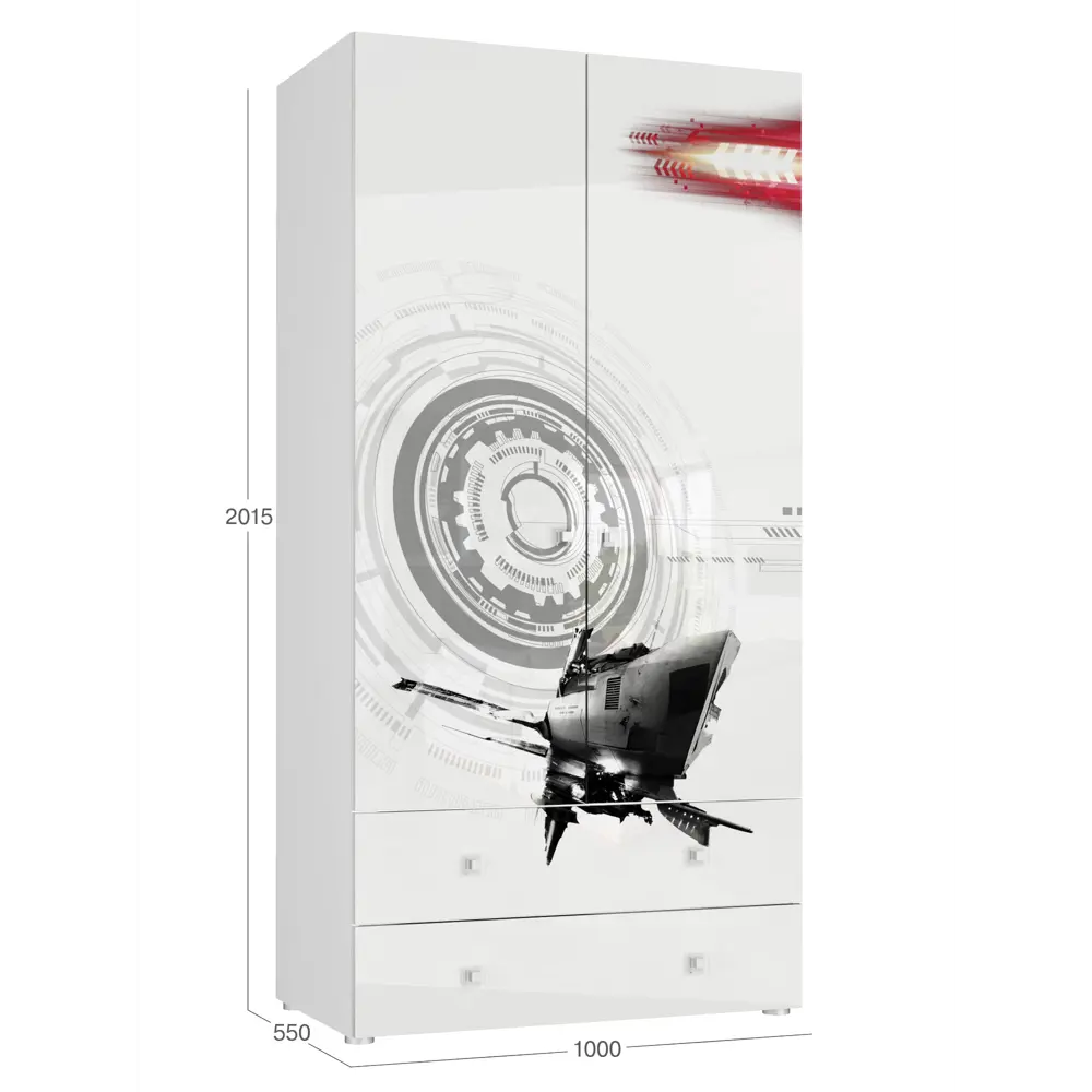 Фото 4 Шкаф распашной Beneli Модерн Техно с 2 дверями 100x201.5x56.5 см ЛДСП цвет бело-серый Фото 4 Шкаф распашной Beneli Модерн Техно с 2 дверями 100x201.5x56.5 см ЛДСП цвет бело-серый