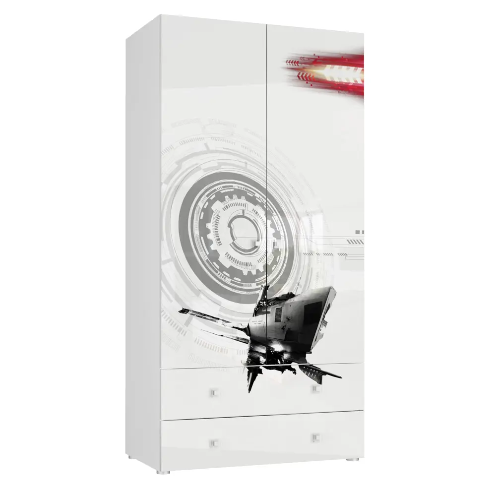 Фото 3 Шкаф распашной Beneli Модерн Техно с 2 дверями 100x201.5x56.5 см ЛДСП цвет бело-серый Фото 3 Шкаф распашной Beneli Модерн Техно с 2 дверями 100x201.5x56.5 см ЛДСП цвет бело-серый