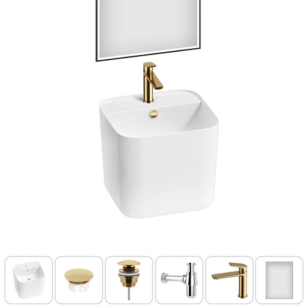 Фото 5 Раковина Wellsee m1 limited edition 20219074R 45см цвет раковина 6 в 1: заглушка на перелив, д/к, сифон, смеситель, зеркало Фото 5 Раковина Wellsee m1 limited edition 20219074R 45см цвет раковина 6 в 1: заглушка на перелив, д/к, сифон, смеситель, зеркало