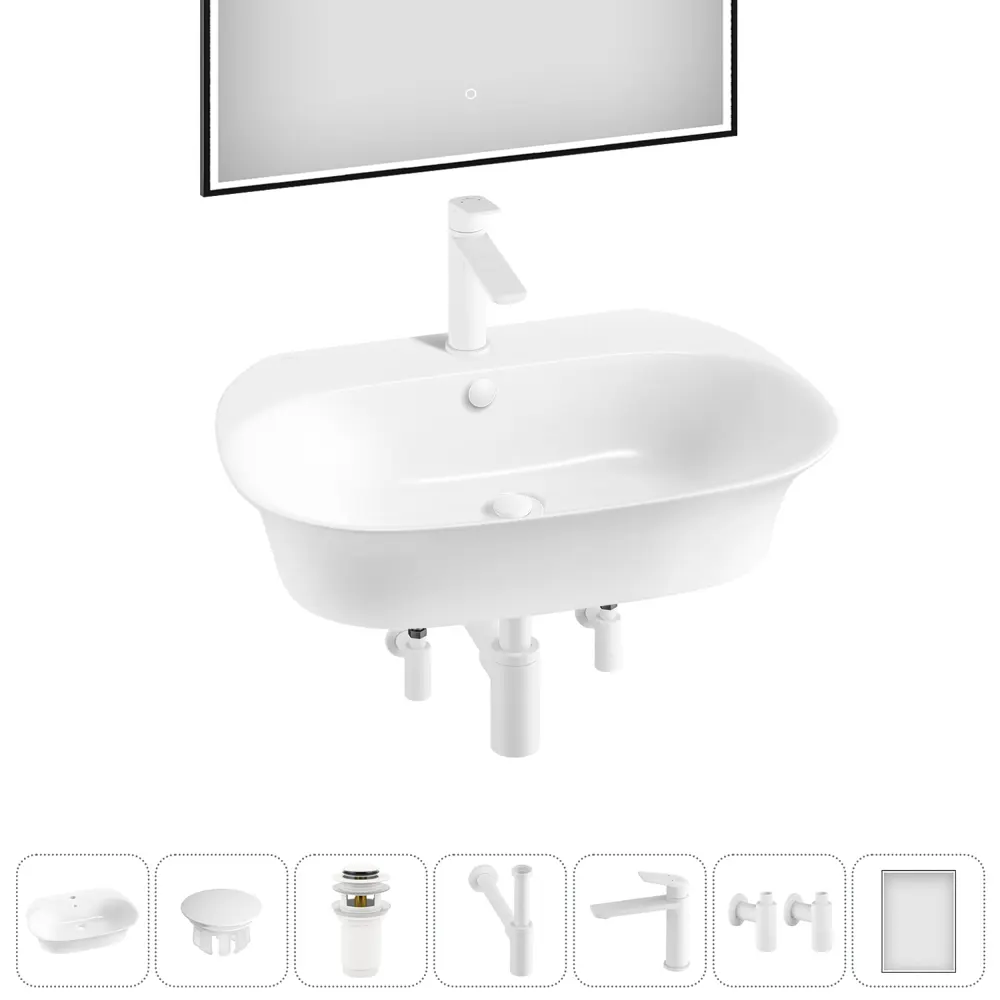 Фото 12 Раковина Wellsee excellence pro 20219050R 65см цвет раковина 7 в 1: заглушка на перелив, д/к, сифон, смеситель, вентили, зеркало Фото 12 Раковина Wellsee excellence pro 20219050R 65см цвет раковина 7 в 1: заглушка на перелив, д/к, сифон, смеситель, вентили, зеркало