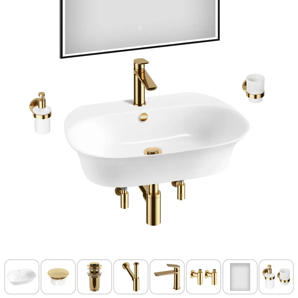 Фото 9 Раковина для ванной подвесная накладная Wellsee Excellence Pro 20219056R в комплекте для ванной комнаты прямоугольник 65x46 см цвет белый Фото 9 Раковина для ванной подвесная накладная Wellsee Excellence Pro 20219056R в комплекте для ванной комнаты прямоугольник 65x46 см цвет белый