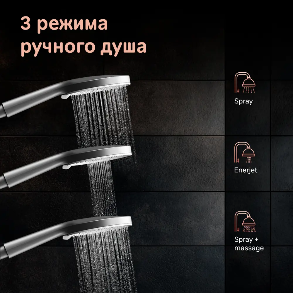 Фото 3 Душевая стойка Am.pm S07CH4CH 3 режимная цвет хром Фото 3 Душевая стойка Am.pm S07CH4CH 3 режимная цвет хром