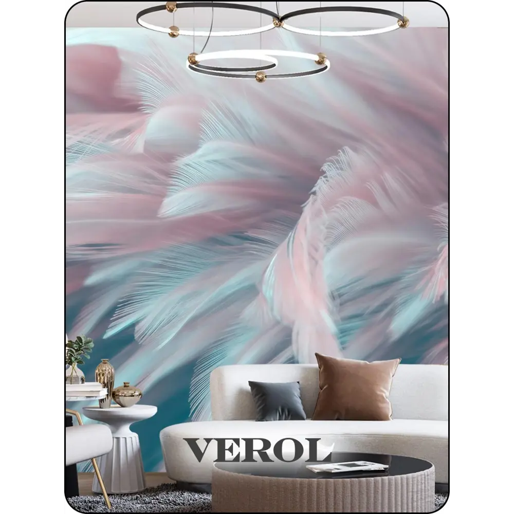 Фото 4 Фотообои флизелиновые 3D Verol 400x283 см Розовые перья Фото 4 Фотообои флизелиновые 3D Verol 400x283 см Розовые перья