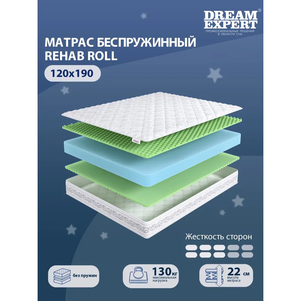 Фото 2 Матрас Dreamexpert Rehab Roll DEXDE7640729 120x190x22 см беспружинный 1.5-спальный Фото 2 Матрас Dreamexpert Rehab Roll DEXDE7640729 120x190x22 см беспружинный 1.5-спальный
