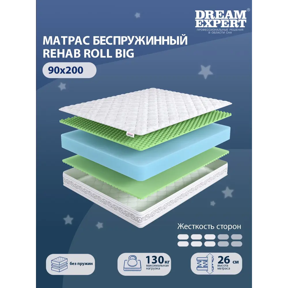 Фото Матрас Dreamexpert Rehab Roll Big DEXDE7641594 90x200x26 см беспружинный 1-спальный Фото Матрас Dreamexpert Rehab Roll Big DEXDE7641594 90x200x26 см беспружинный 1-спальный