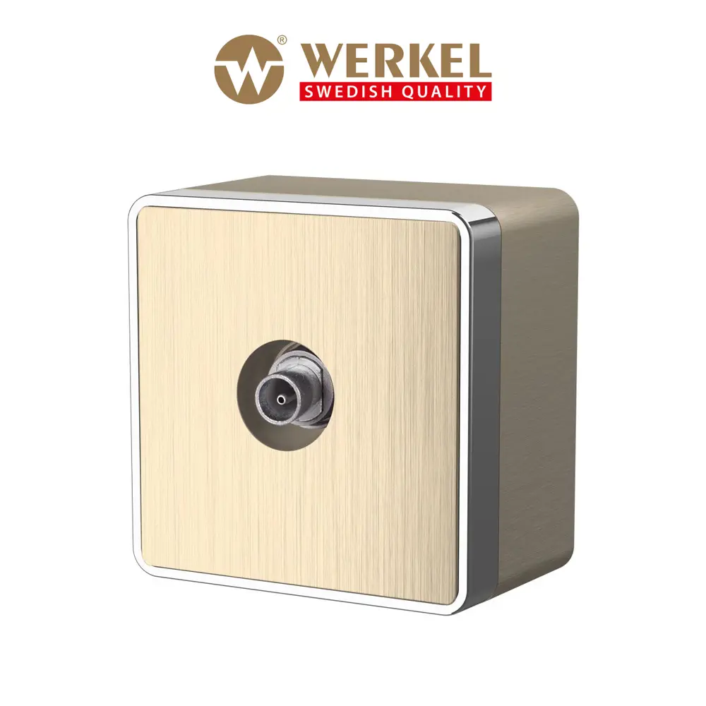 Фото ТВ-розетка оконечная накладная Werkel Gallant a051036 цвет шампань рифленый Фото ТВ-розетка оконечная накладная Werkel Gallant a051036 цвет шампань рифленый