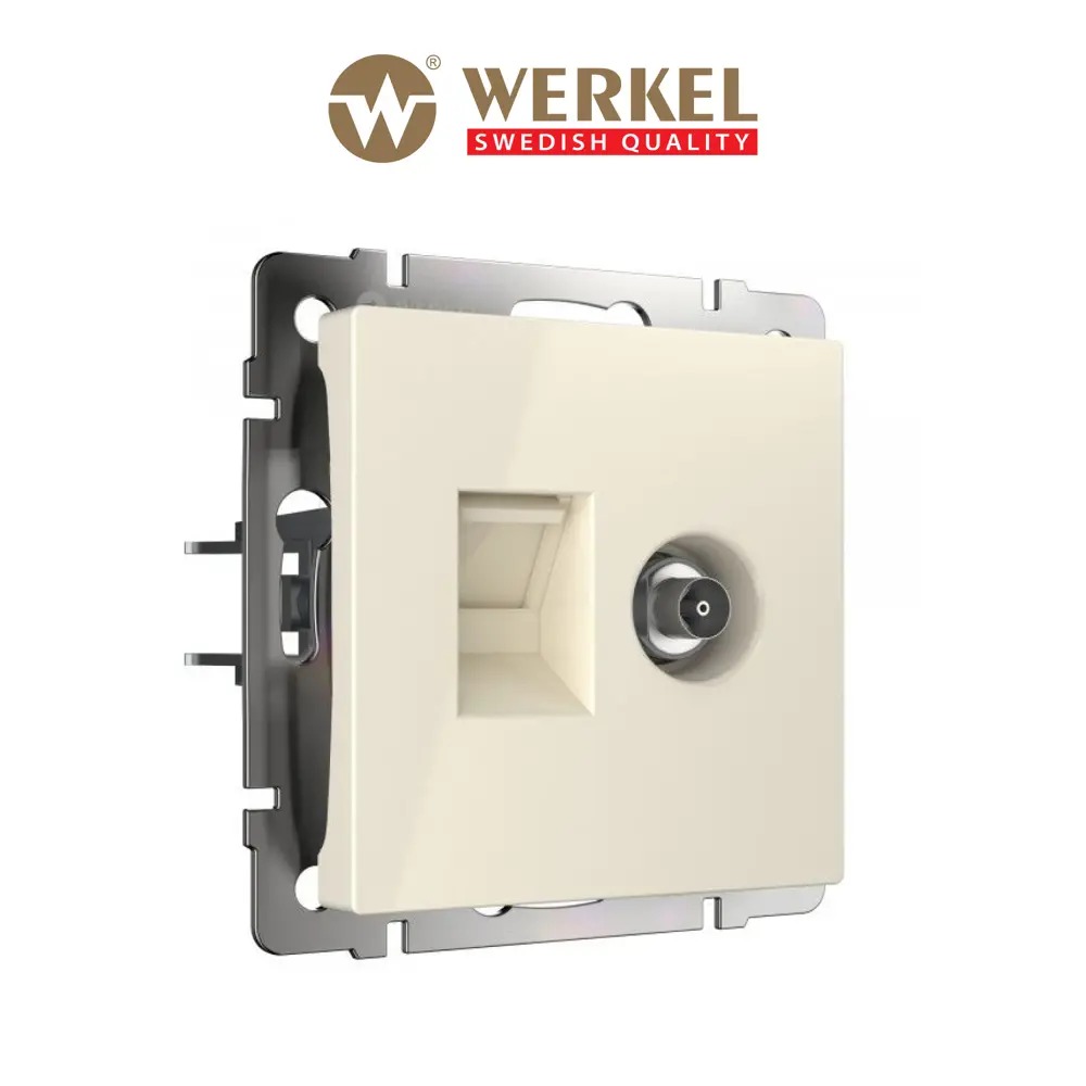 Фото Розетка ТВ+Ethernet RJ-45 встраиваемая Werkel W1181303 цвет слоновая кость Фото Розетка ТВ+Ethernet RJ-45 встраиваемая Werkel W1181303 цвет слоновая кость