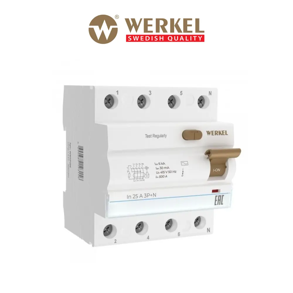 Фото УЗО Werkel W914P256 3P+N 25 А 30 мА C a062564 Фото УЗО Werkel W914P256 3P+N 25 А 30 мА C a062564