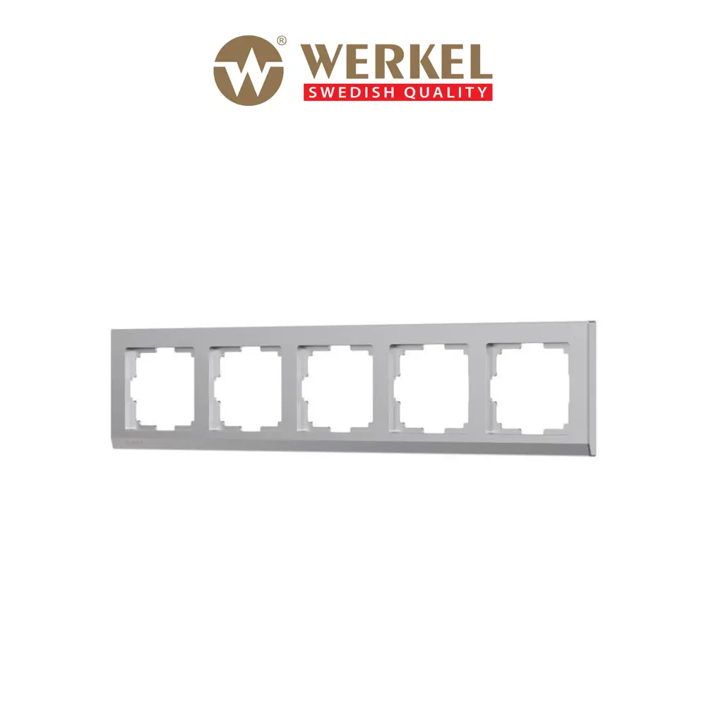 Фото Рамка для розеток и выключателей Werkel Stark 5 постов цвет серебряный Фото Рамка для розеток и выключателей Werkel Stark 5 постов цвет серебряный