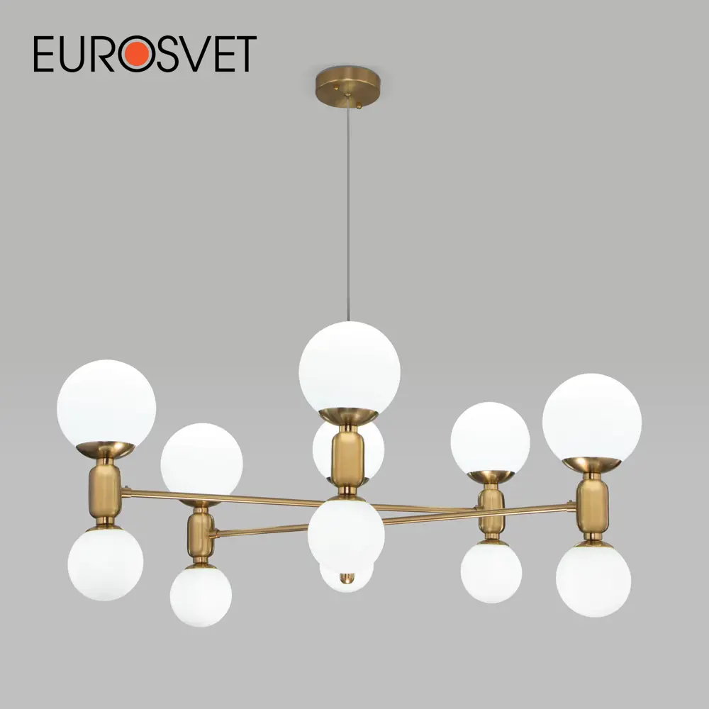 Фото Люстра подвесная Eurosvet Bubble 12 лампы 20 м² цвет латунь Фото Люстра подвесная Eurosvet Bubble 12 лампы 20 м² цвет латунь
