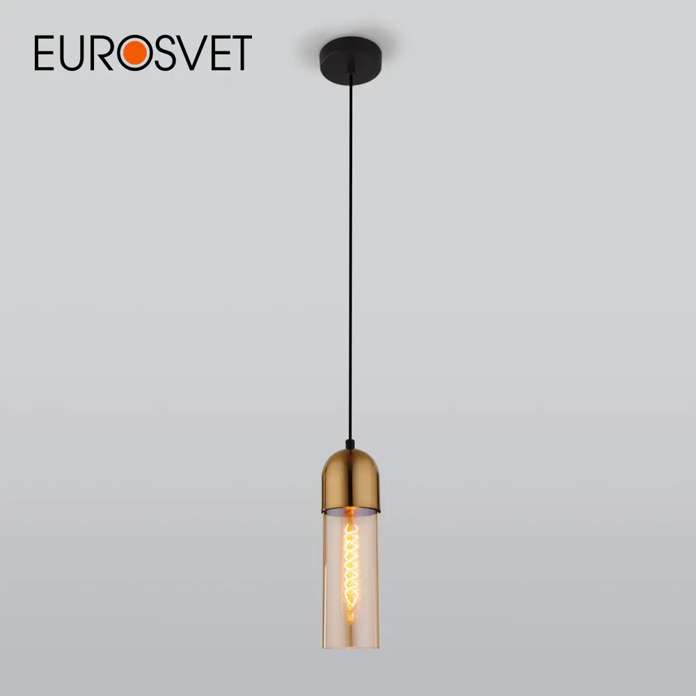 Фото Подвесной светильник с плафоном EUROSVET 50180/1 янтарный Фото Подвесной светильник с плафоном EUROSVET 50180/1 янтарный
