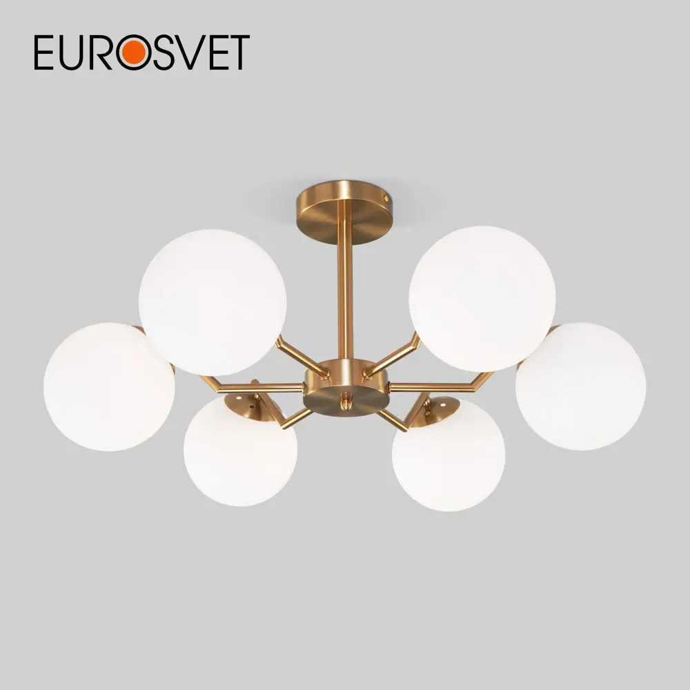 Фото Потолочная люстра EUROSVET 70154/6 латунь Фото Потолочная люстра EUROSVET 70154/6 латунь