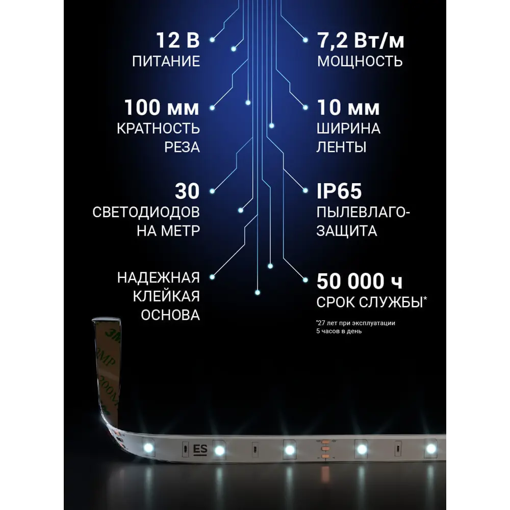 Фото 4 Светодиодная лента Elektrostandard a050584 30 диод/7.2 Вт/м 12 В 10 мм IP65 5 м нейтральный белый свет Фото 4 Светодиодная лента Elektrostandard a050584 30 диод/7.2 Вт/м 12 В 10 мм IP65 5 м нейтральный белый свет