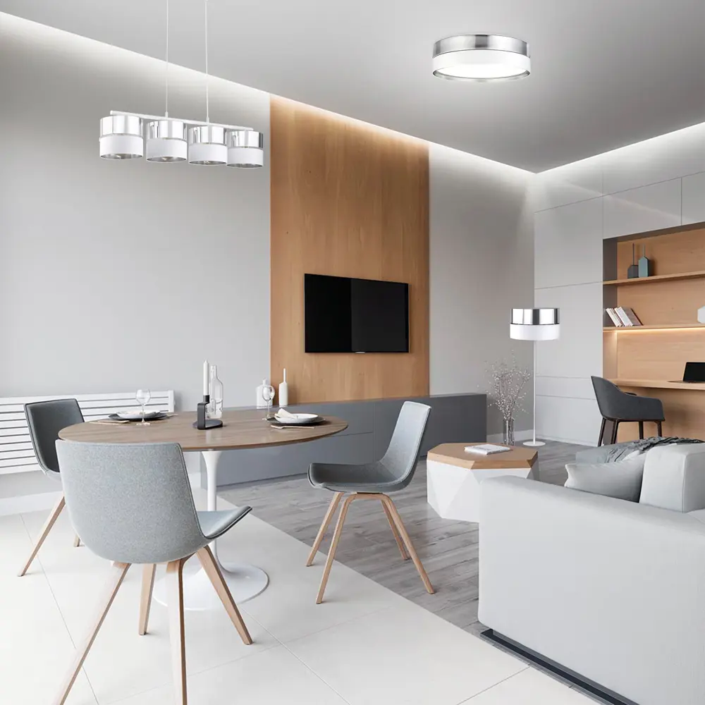 Фото 3 Светильник подвесной TK LIGHTING 4177 Hilton Silver 4 лампы 16 м² цвет хром/белый Фото 3 Светильник подвесной TK LIGHTING 4177 Hilton Silver 4 лампы 16 м² цвет хром/белый