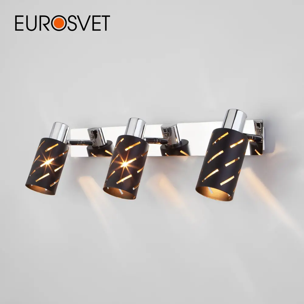Фото 2 Настенный светильник Eurosvet 20090/3 цвет черный/хром Фото 2 Настенный светильник Eurosvet 20090/3 цвет черный/хром