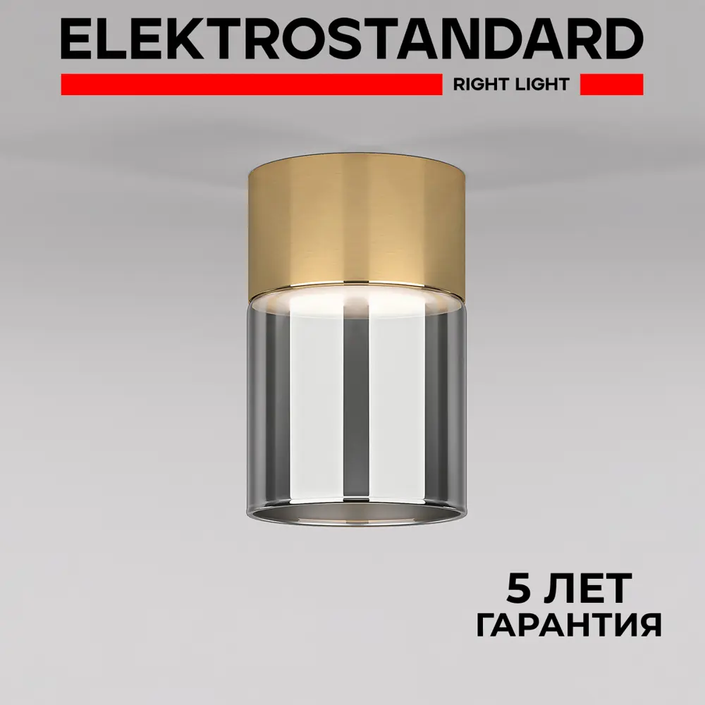 Фото Светильник точечный накладной светодиодный Elektrostandard A064708 1 м² цвет латунь, дымчатый Фото Светильник точечный накладной светодиодный Elektrostandard A064708 1 м² цвет латунь, дымчатый