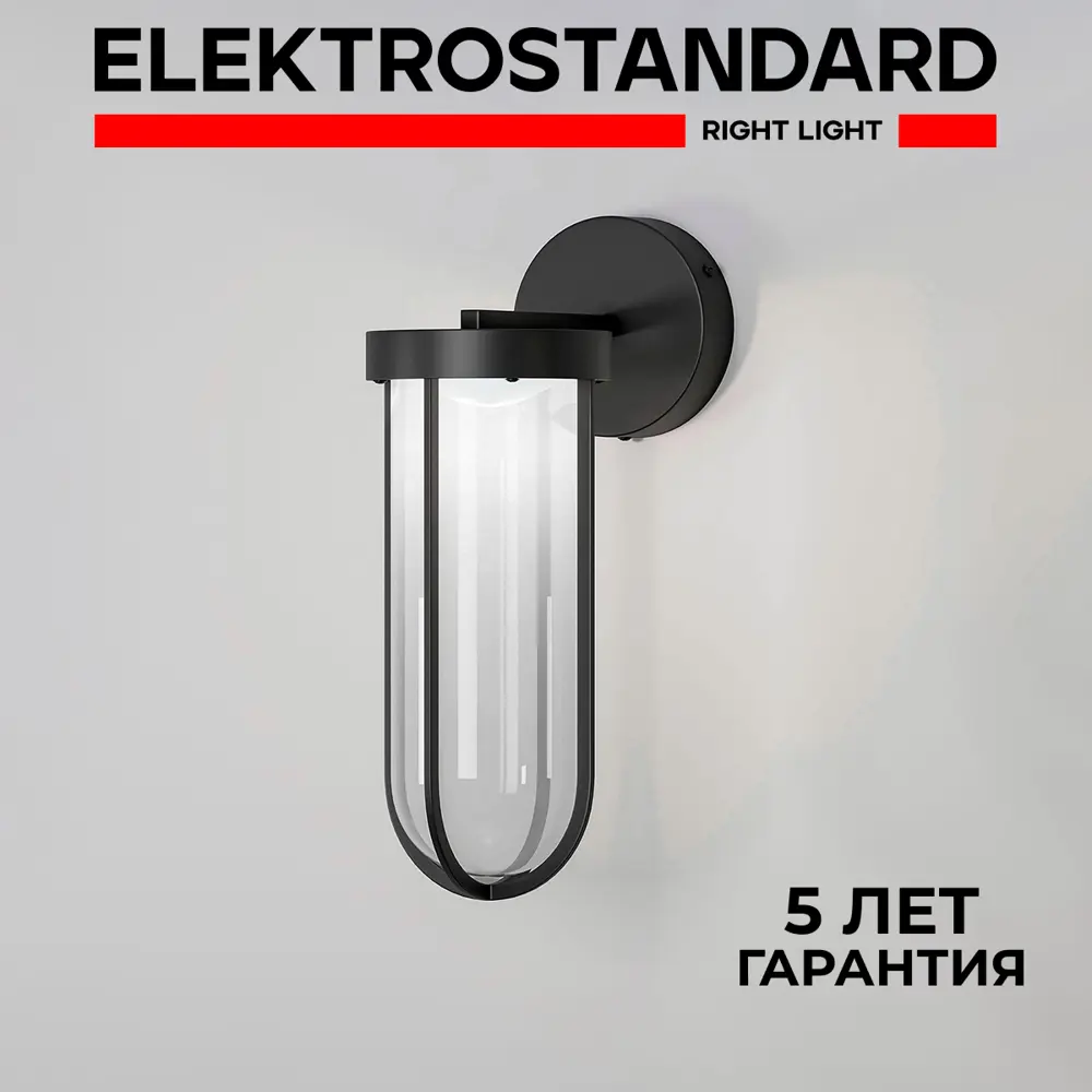 Фото Светильник уличный настенный светодиодный Elektrostandard Ritz A068269 IP54 цвет прозрачный, черный Фото Светильник уличный настенный светодиодный Elektrostandard Ritz A068269 IP54 цвет прозрачный, черный