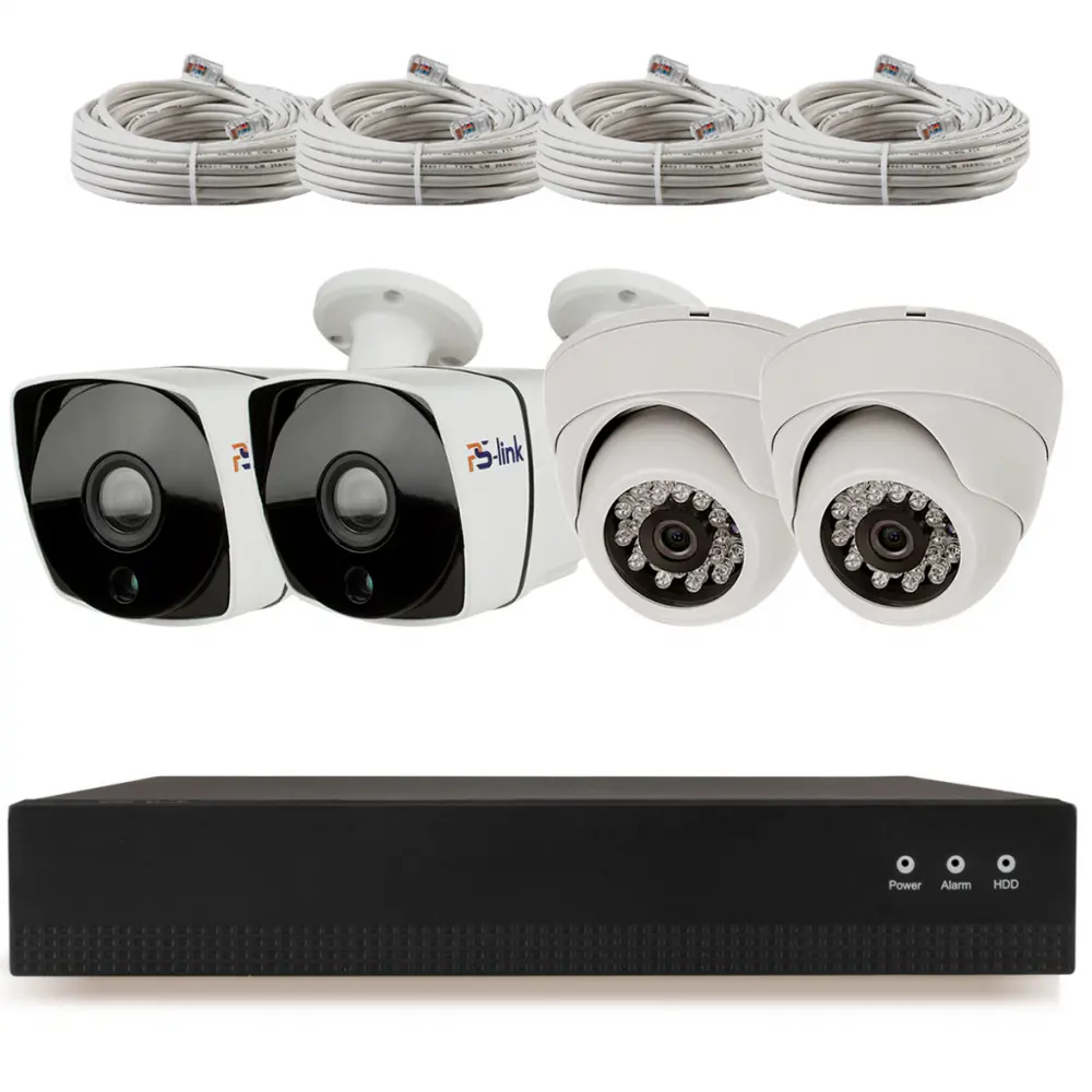 Фото Комплект видеонаблюдения IP PS-link KIT-B504IP-POE 5 Мп 2 камеры для помещения 2 для улицы с POE питанием 2616 Фото Комплект видеонаблюдения IP PS-link KIT-B504IP-POE 5 Мп 2 камеры для помещения 2 для улицы с POE питанием 2616