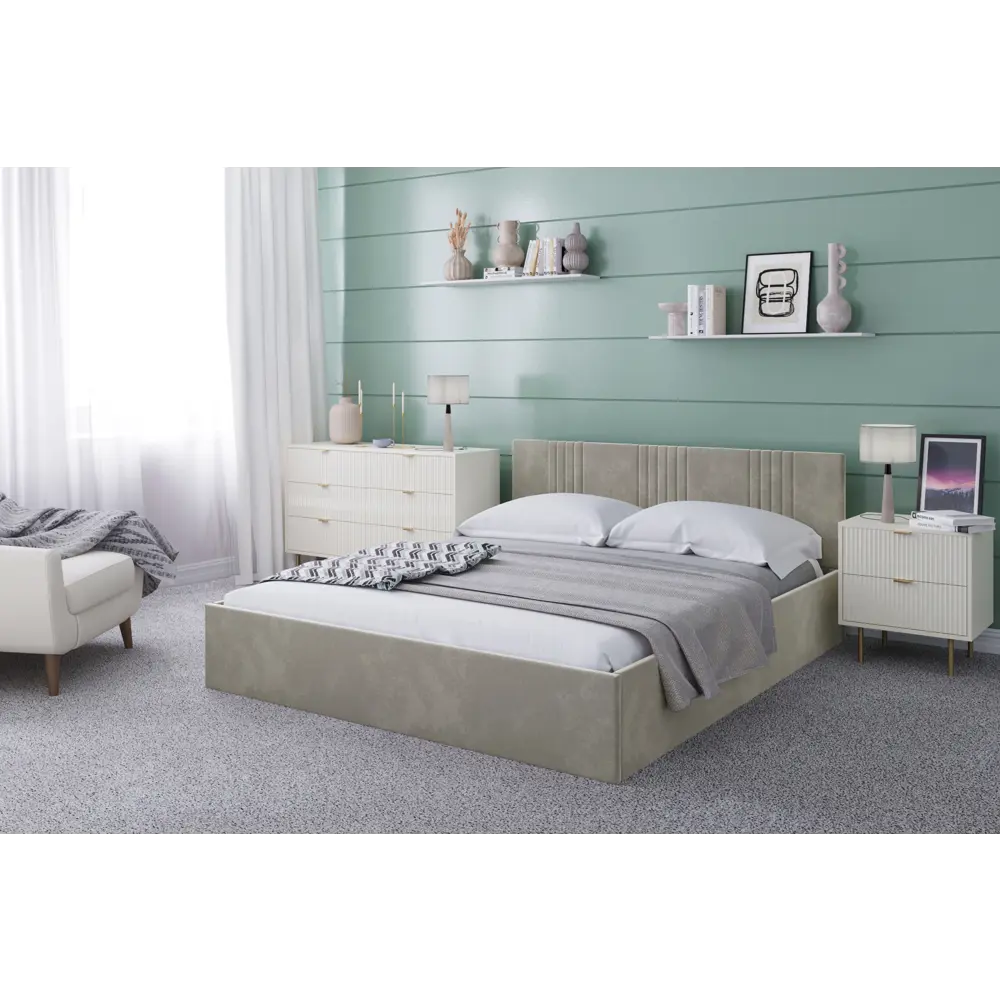 Фото Кровать Нонтон Амелия 128x81x209 см ЛДСП цвет серо-бежевая Фото Кровать Нонтон Амелия 128x81x209 см ЛДСП цвет серо-бежевая