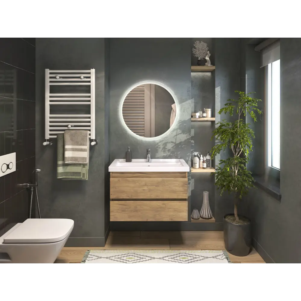 Фото 2 Зеркало для ванной Vigo Matteo Comfort 70 см круглое с подсветкой датчиком и обогревом Фото 2 Зеркало для ванной Vigo Matteo Comfort 70 см круглое с подсветкой датчиком и обогревом