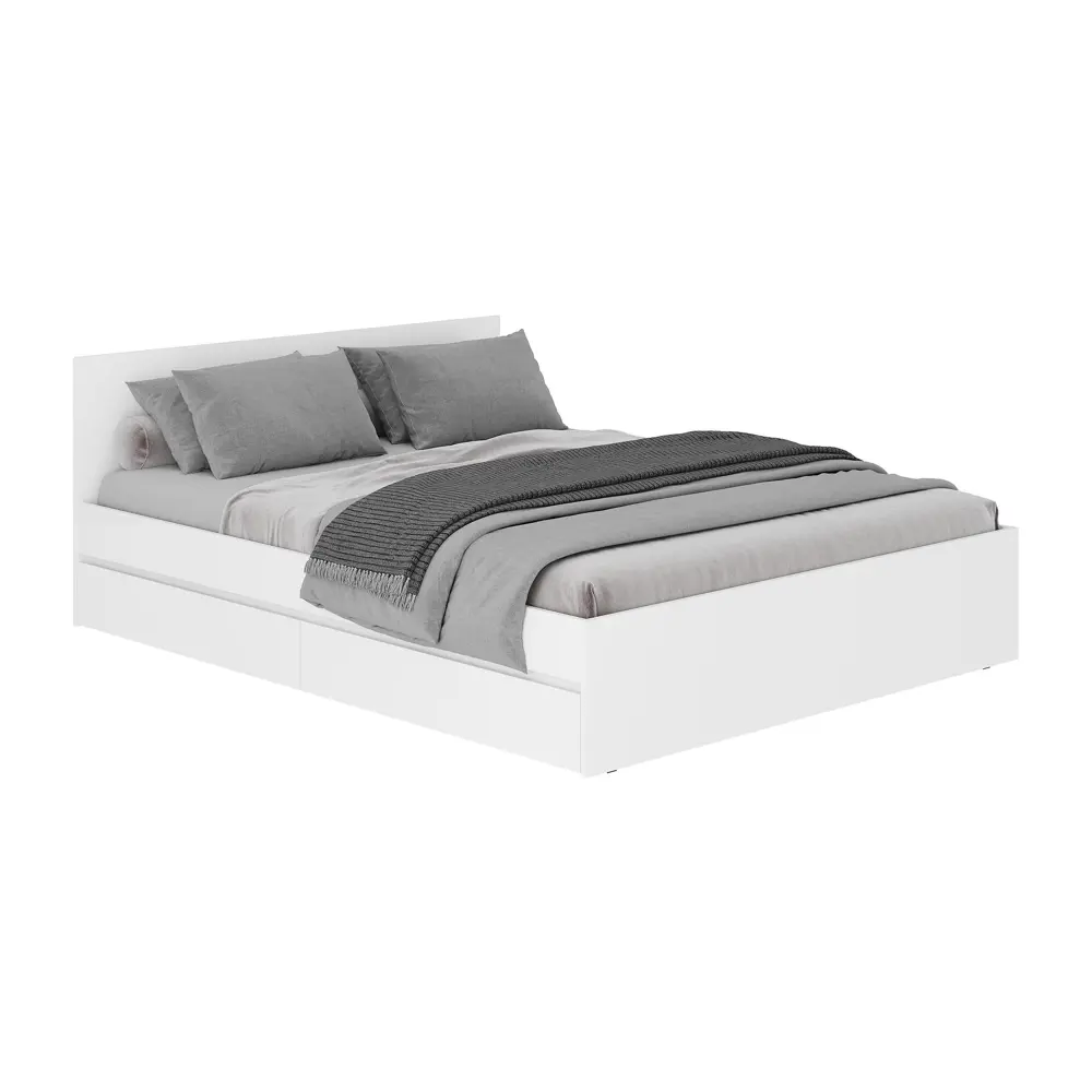 Фото 2 Кровать Мебелони Симпл КР-1 143.6x76x206 см ЛДСП цвет белый Фото 2 Кровать Мебелони Симпл КР-1 143.6x76x206 см ЛДСП цвет белый