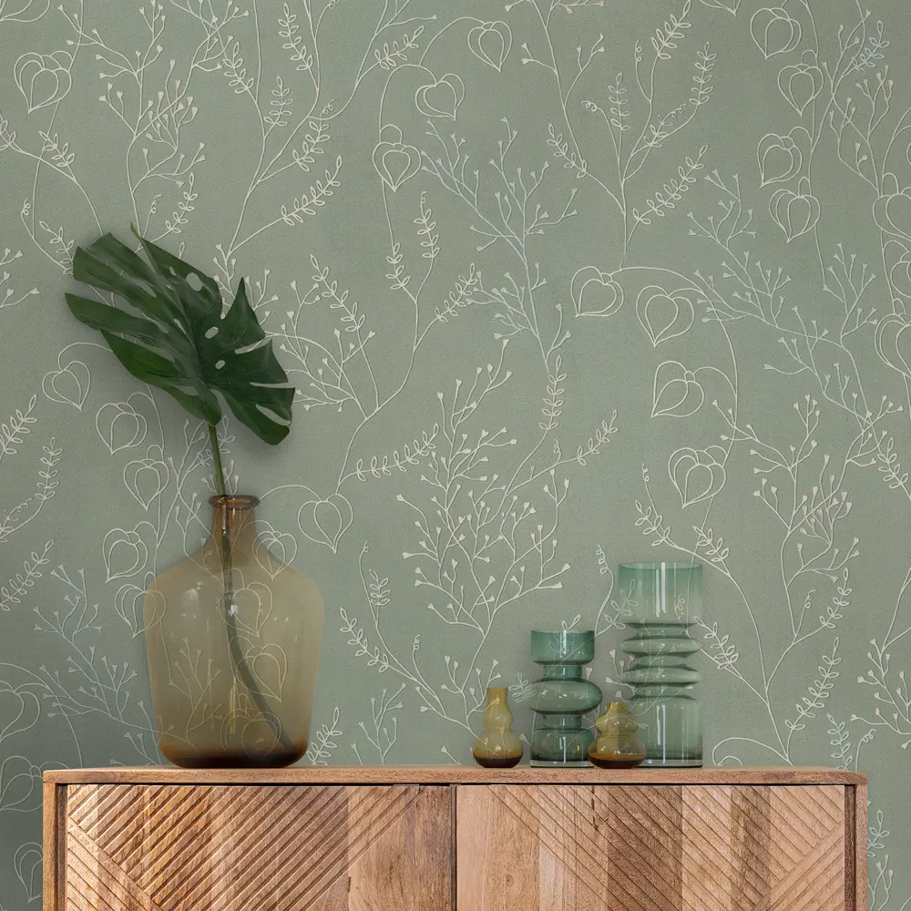 Фото 4 Обои флизелиновые Euro Decor Physalis зеленые 1.06 м ED7307-12 Фото 4 Обои флизелиновые Euro Decor Physalis зеленые 1.06 м ED7307-12