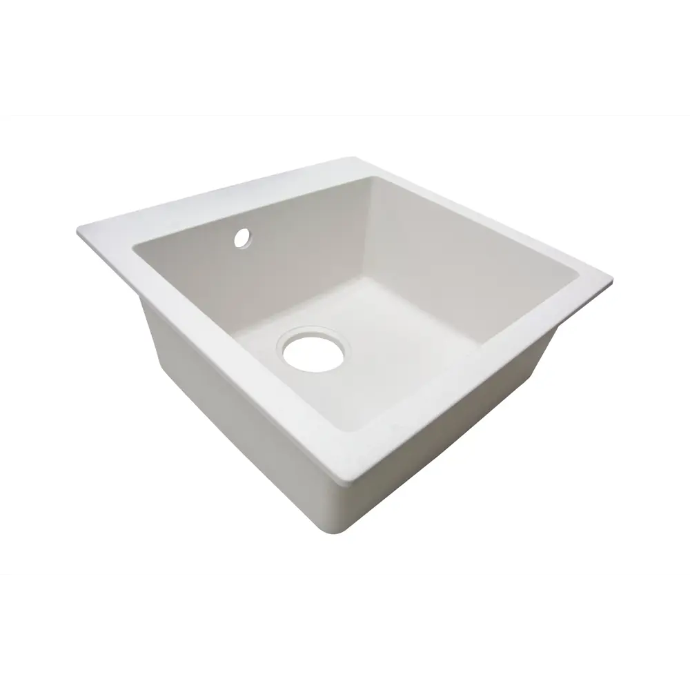 Фото 3 Мойка для кухни врезная KONSENSA 51x51 см глубина чаши 23 см кварц цвет белый