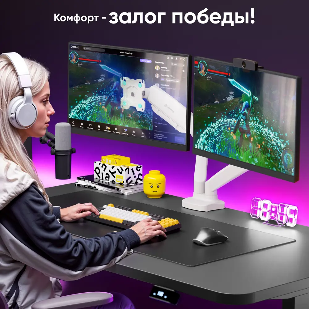 Фото 9 Кронштейн для двух мониторов настольный 13-32 ONKRON G160 цвет белый Фото 9 Кронштейн для двух мониторов настольный 13-32 ONKRON G160 цвет белый