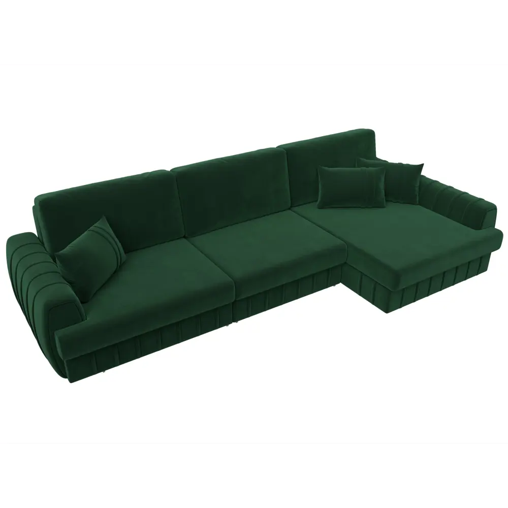 Фото 6 Диван угловой Лига-057 НПБ Лонг угол правый Лига диванов 129299 336x92x162 см велюр цвет seven 626 зеленый