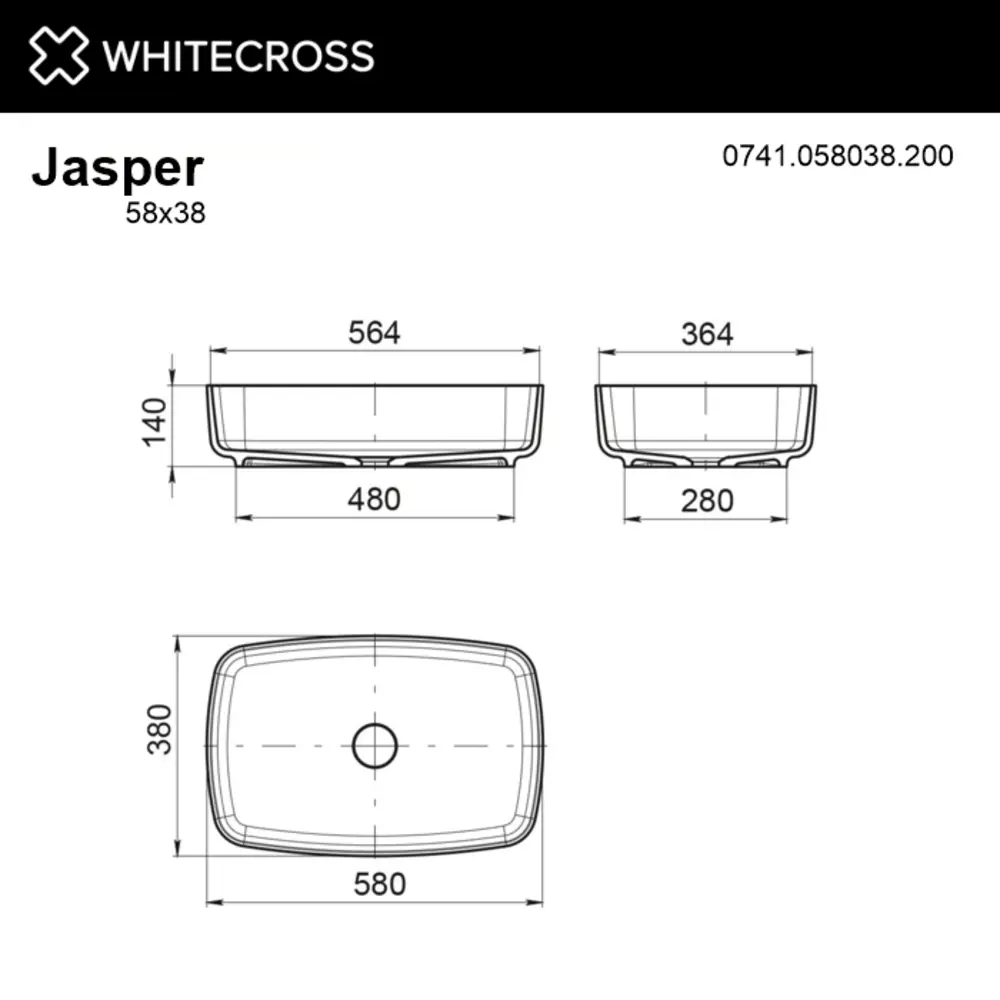 Фото 3 Раковина для ванной Whitecross Jasper 58x38 искуственный камень цвет белый матовый Фото 3 Раковина для ванной Whitecross Jasper 58x38 искуственный камень цвет белый матовый