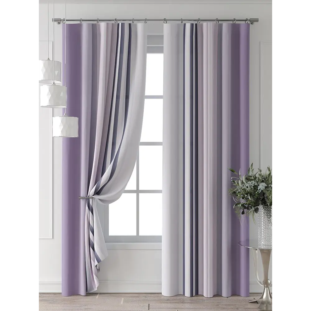 Фото 6 Комплект штор Comfy way Форнерс - 124 - 260 см CW709124260-260 на шторной ленте 260x150 см цвет фиолетовый Фото 6 Комплект штор Comfy way Форнерс - 124 - 260 см CW709124260-260 на шторной ленте 260x150 см цвет фиолетовый