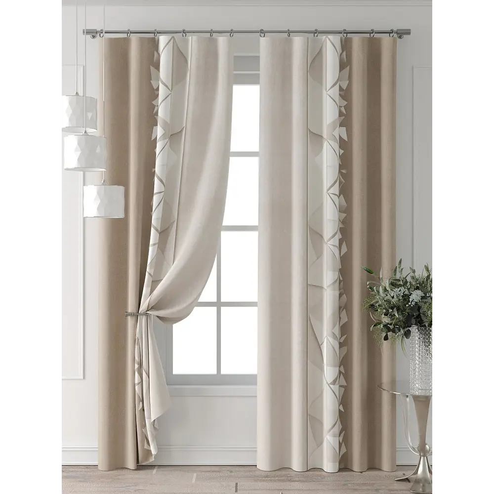 Фото 6 Комплект штор Comfy way Форнерс - 104 - 240 см CW709104240-240 на шторной ленте 240x150 см цвет бежевый Фото 6 Комплект штор Comfy way Форнерс - 104 - 240 см CW709104240-240 на шторной ленте 240x150 см цвет бежевый